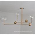 Lustre led moderne de luxe en métal doré à boule ronde décorative suspendue simple